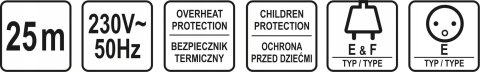 Przedłużacz bębnowy Sthor 25 m 4 szt. gniazd czarny 82692