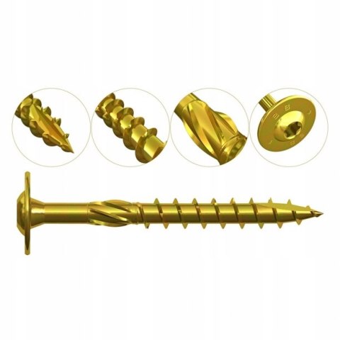 WKRĘTY CIESIELSKIE DO DREWNA 8x160 TALERZOWE TORX 50szt WCT-08160 AZMET